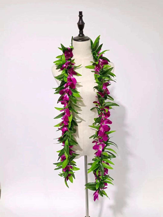 Maile lei with orchids